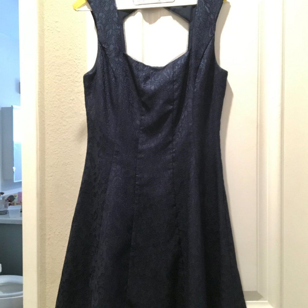 BCBG PARIS Navy Floral Midi Dress OBO